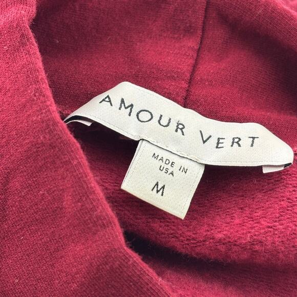 Amour Vert Mulberry Red Aubin Fleece Mock Neck Sweater - Picture 11 of 12